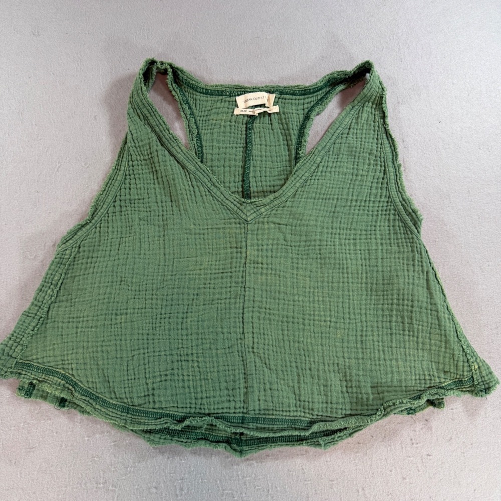 Urban Outfitters Green Gauze Racerback Crop Tank Top XS
